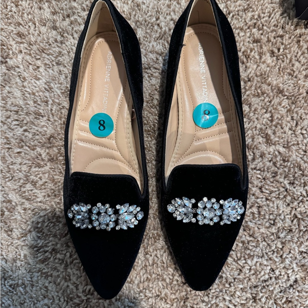 Black Velvet Women's Shoes with Crystal Embellishments